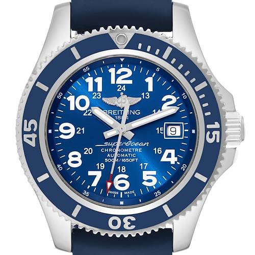 Photo of Breitling Superocean II Blue Dial Steel Mens Watch A17365 Box Card