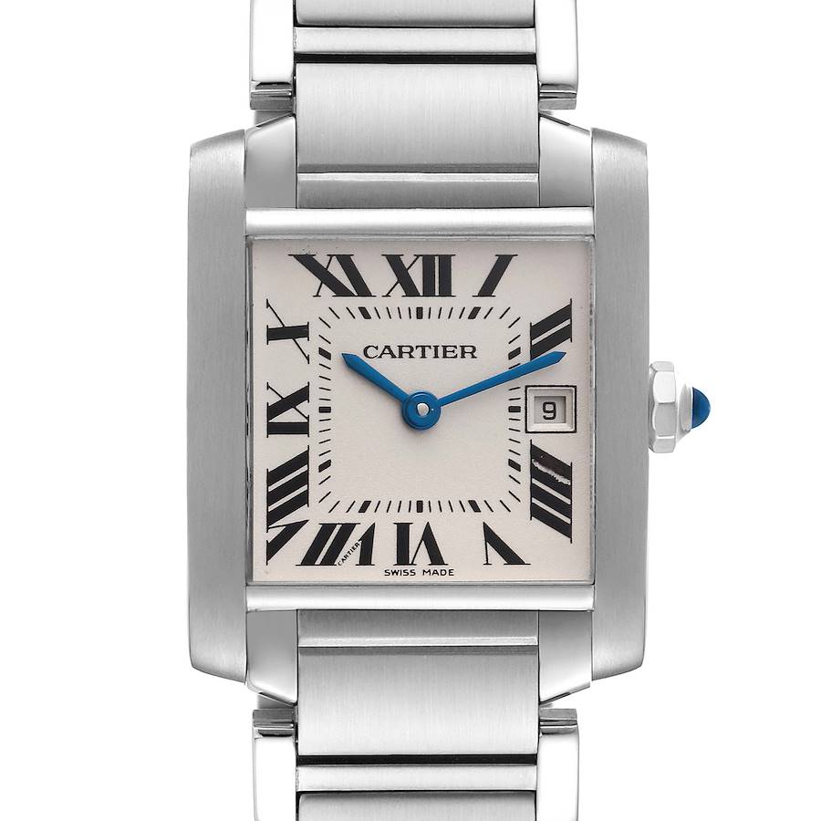Cartier Tank Francaise Midsize Silver Dial Steel Ladies Watch W51003Q3 SwissWatchExpo