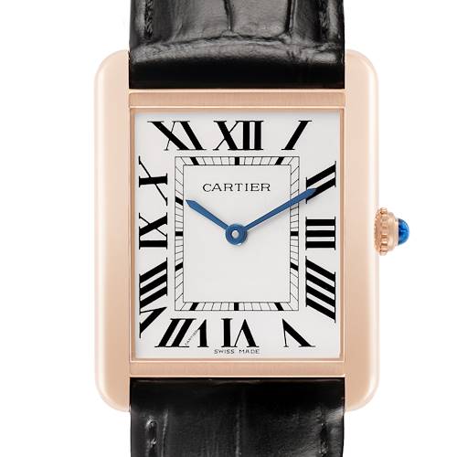 Photo of Cartier Tank Solo Large Rose Gold Mens Watch W5200025 Box Card