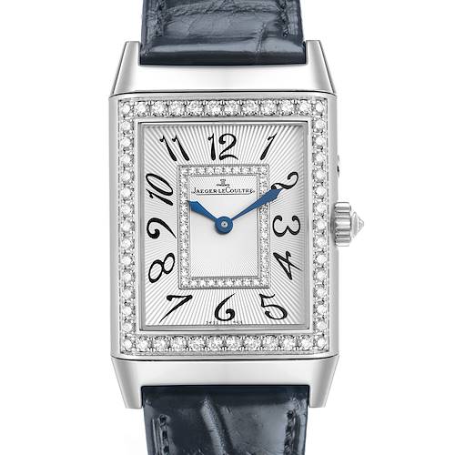 Photo of Jaeger LeCoultre Reverso Duetto Duo White Gold Diamond Watch 269.3.54 Papers