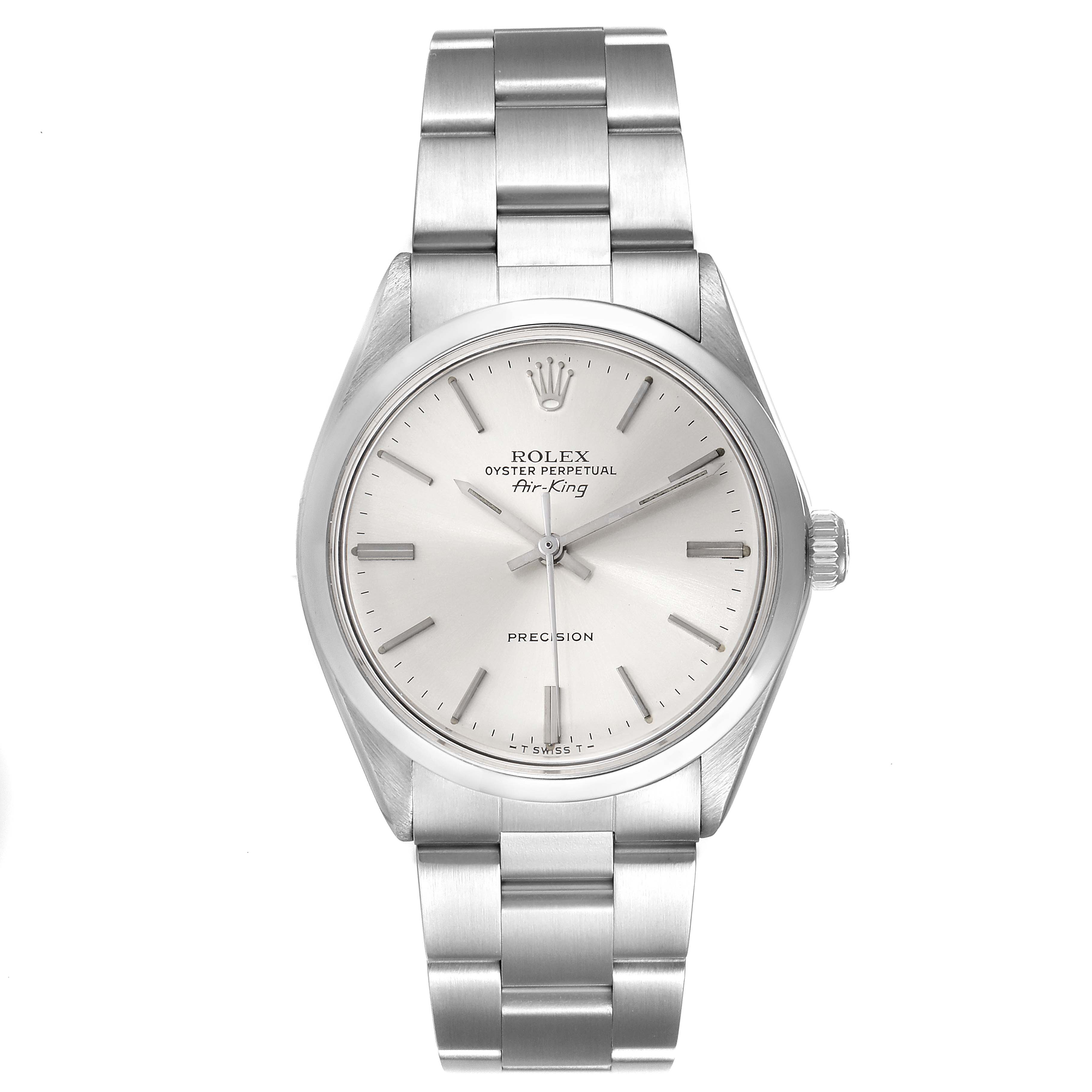 The Rolex Vintage Collection 5500 Men's Stainless Steel Silver Dial 5500 Men's Stainless Steel Silver Dial model is shown from the front, highlighting its face, bracelet, and crown.