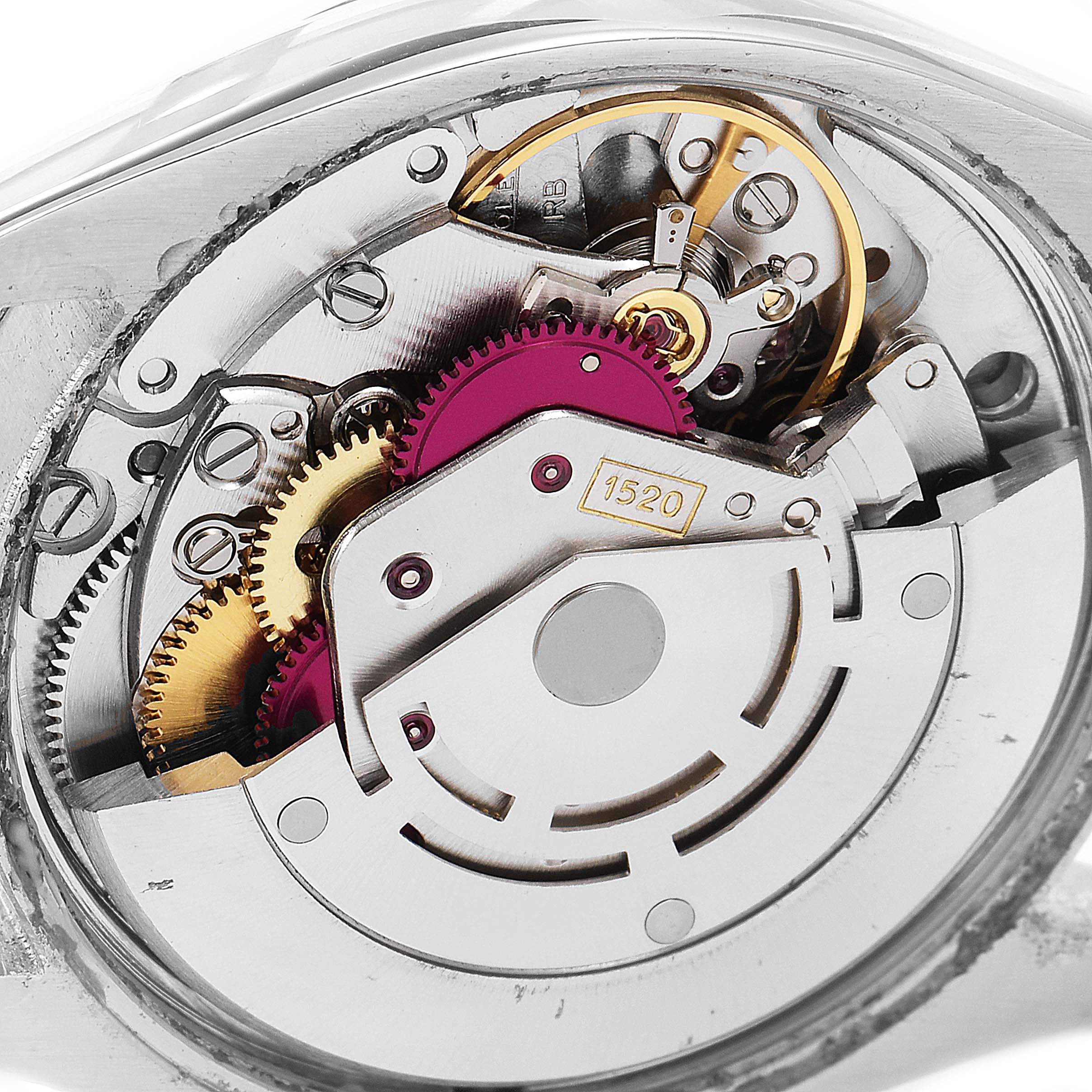 This image shows a close-up of the internal mechanical movement of a Vintage Collection model by Rolex.