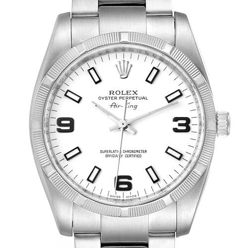 Photo of Rolex Air King White Arabic Dial Steel Mens Watch 114210