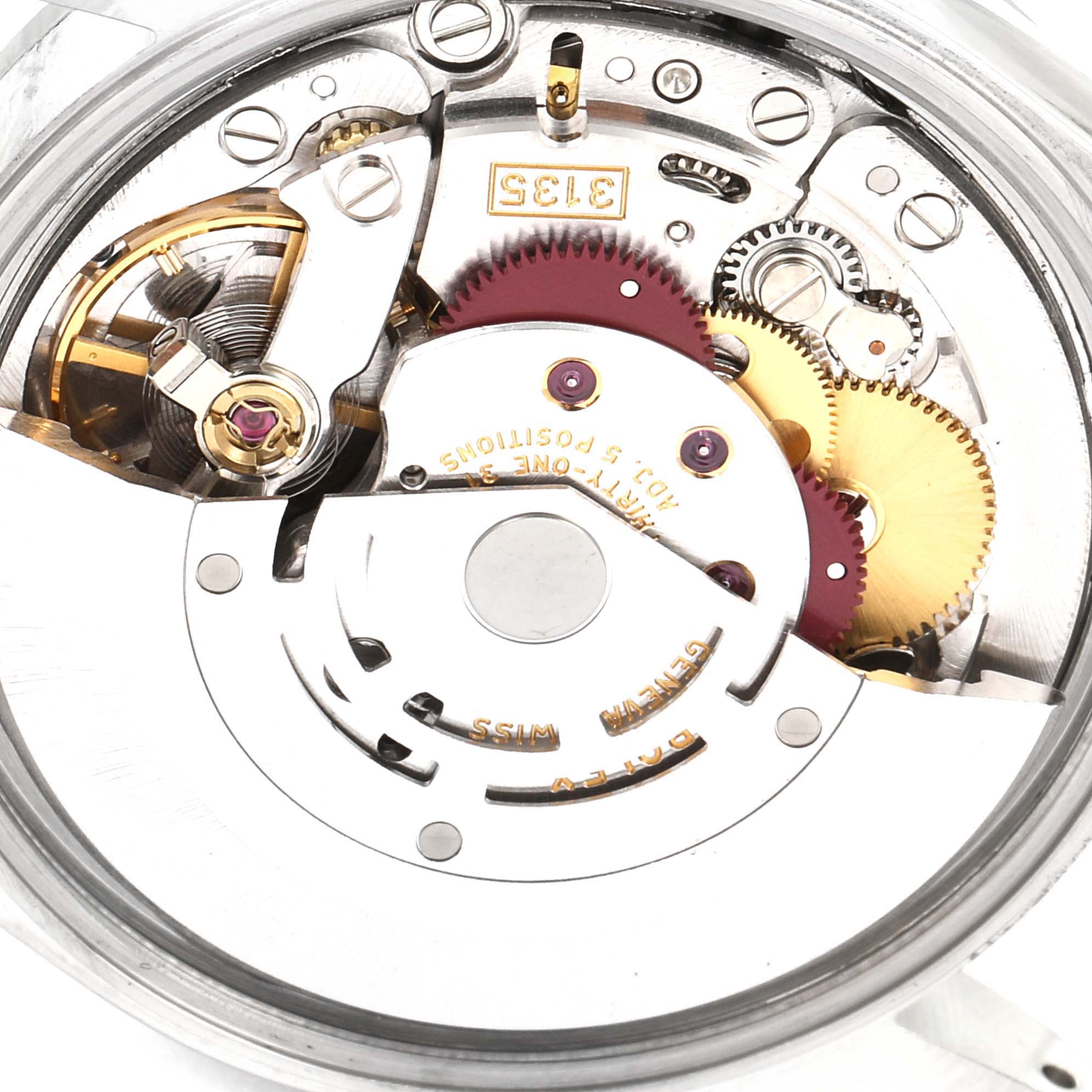 The image shows a close-up, detailed view of the internal movement mechanism of a Rolex Date 15200 Men's Stainless Steel Blue Dial 15200 Men's Stainless Steel Blue Dial model watch.