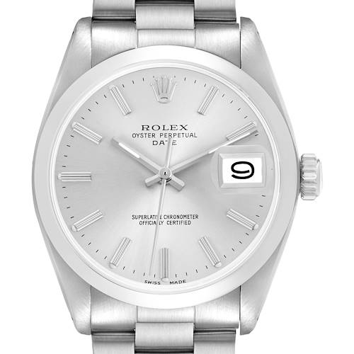 Photo of Rolex Date Steel Silver Dial Vintage Mens Watch 1500