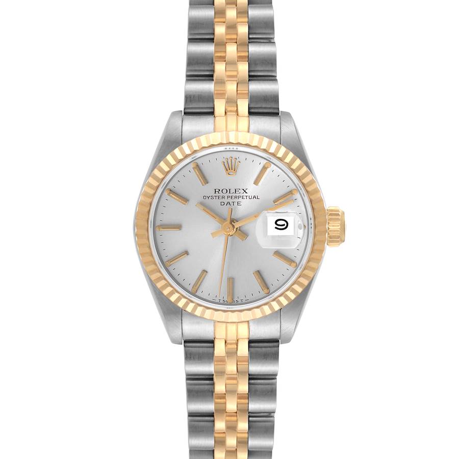 Rolex Date Steel Yellow Gold Silver Dial Ladies Watch 69173 SwissWatchExpo