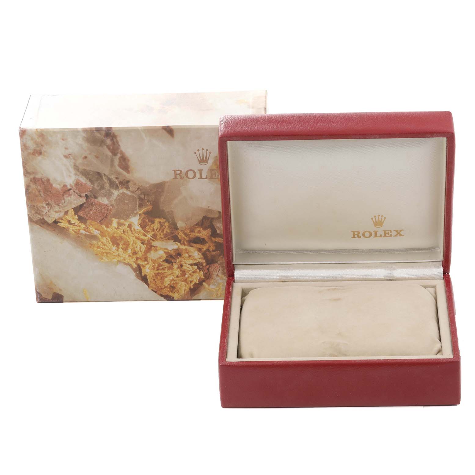 The image shows a Rolex Date 69173 Women's Steel and Gold (two tone) Silver Dial 69173 Women's Steel and Gold (two tone) Silver Dial model watch box and its outer packaging.