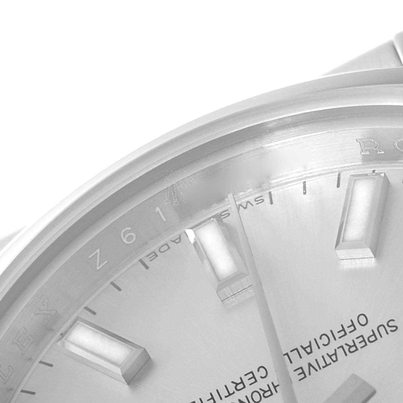 This image shows a close-up of the dial and markers of a Rolex Datejust 179160 Women's Stainless Steel Silver Dial 179160 Women's Stainless Steel Silver Dial watch, highlighting the edge and part of the inscriptions.