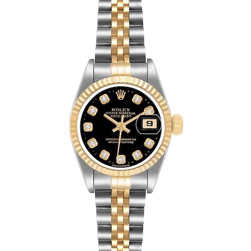 Photo of Rolex Datejust 26 Steel Yellow Gold Black Diamond Dial Ladies Watch 69173