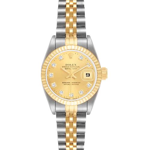 Photo of Rolex Datejust 26 Steel Yellow Gold Champagne Diamond Dial Watch 69173 Papers
