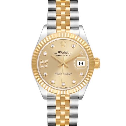 Photo of Rolex Datejust 28 Steel Yellow Gold Diamond Ladies Watch 279173