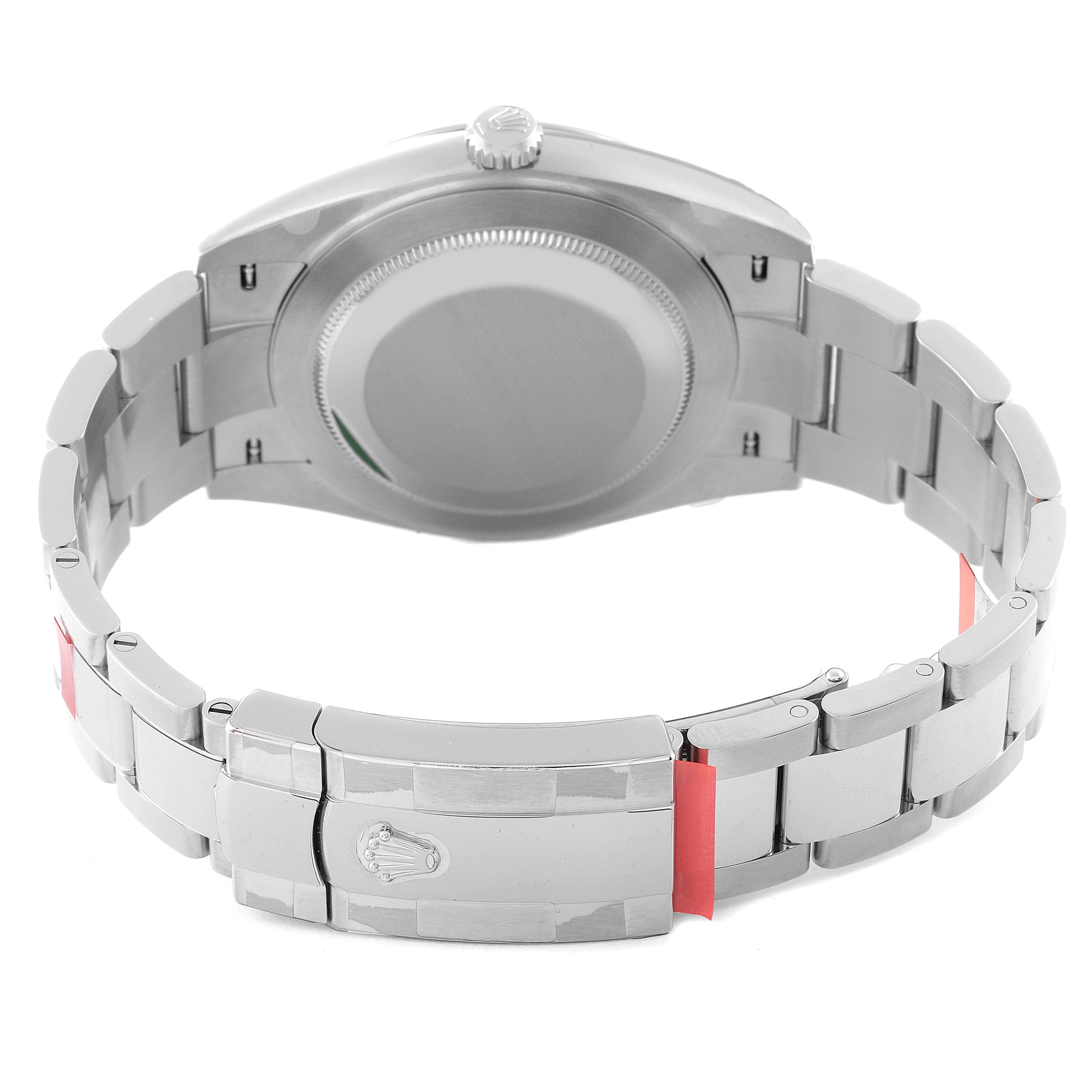 The image shows the back and bracelet of a Rolex Datejust 41 126300 Men
s Stainless Steel Grey Dial 126300 Men
s Stainless Steel Grey Dial watch.