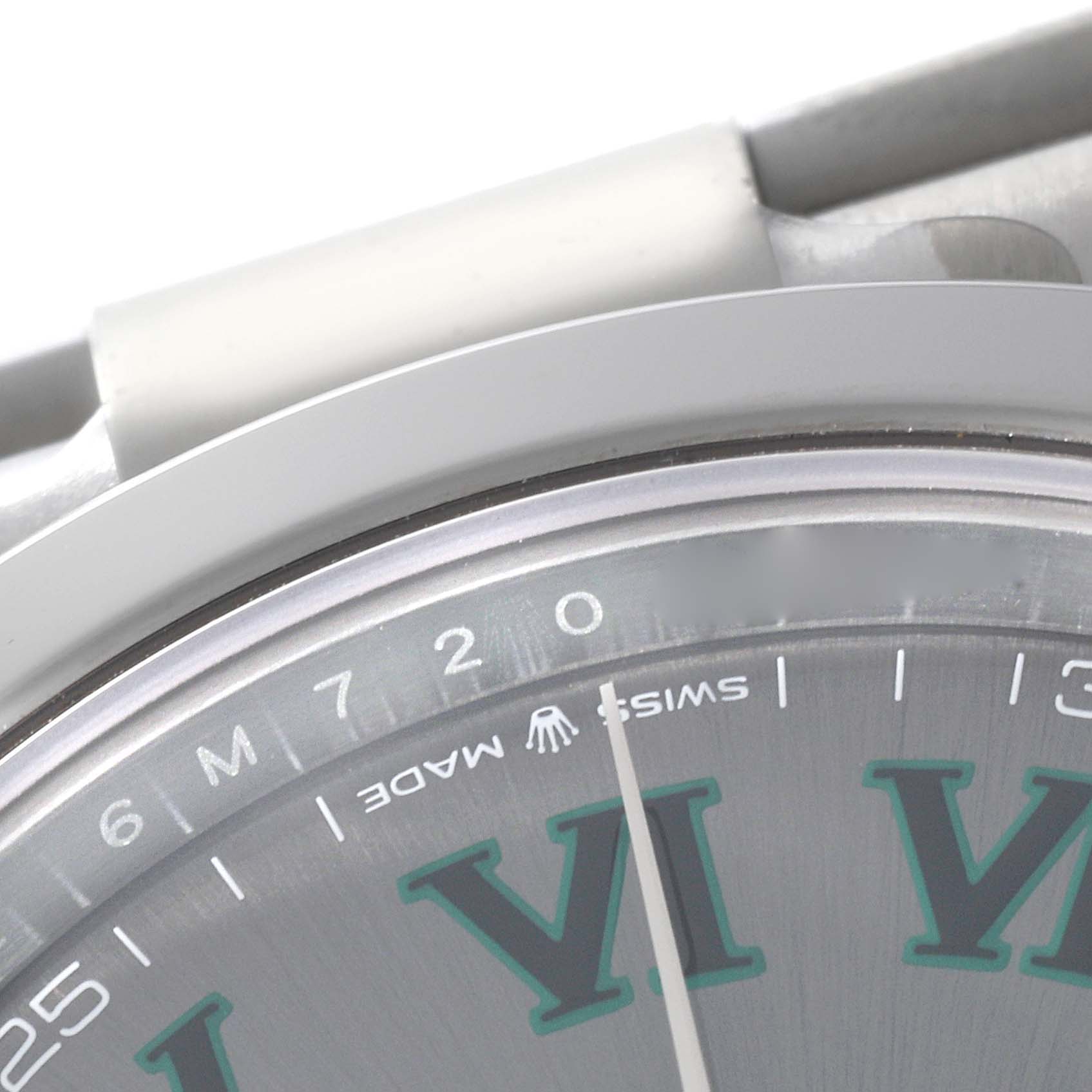 The image shows a close-up of the dial, bezel, and part of the case of a Rolex Datejust 41 126300 Men's Stainless Steel Grey Dial 126300 Men's Stainless Steel Grey Dial watch.
