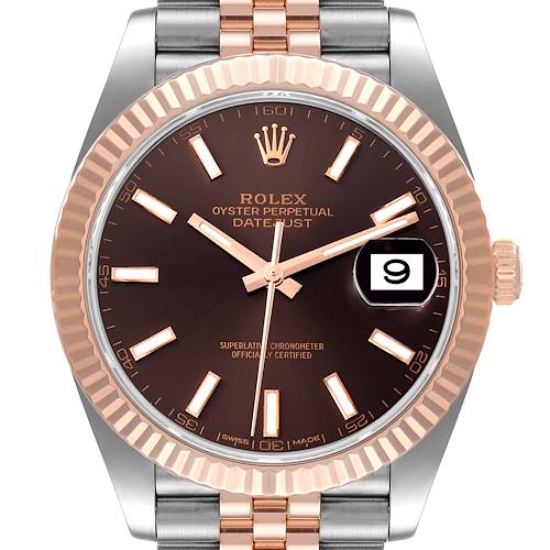 Photo of Rolex Datejust 41 Steel Rose Gold Chocolate Dial Watch 126331