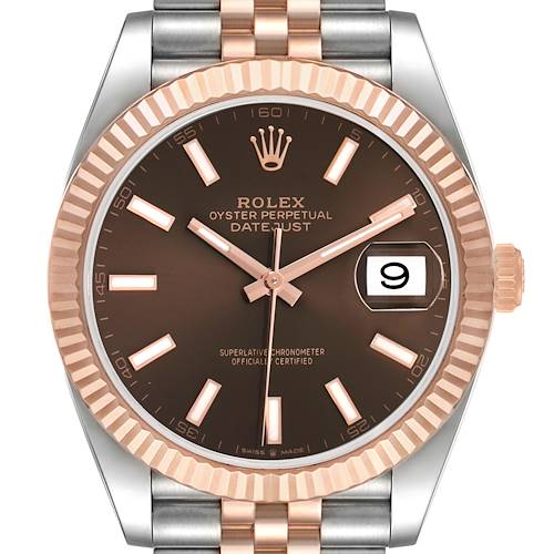 Photo of Rolex Datejust 41 Steel Rose Gold Brown Dial Mens Watch 126331 Box Card