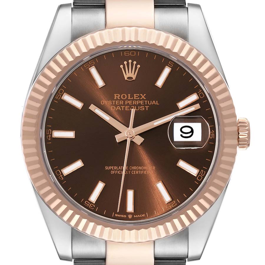 Rolex Datejust 41 Steel Rose Gold Chocolate Dial Mens Watch 126331 Box Card SwissWatchExpo
