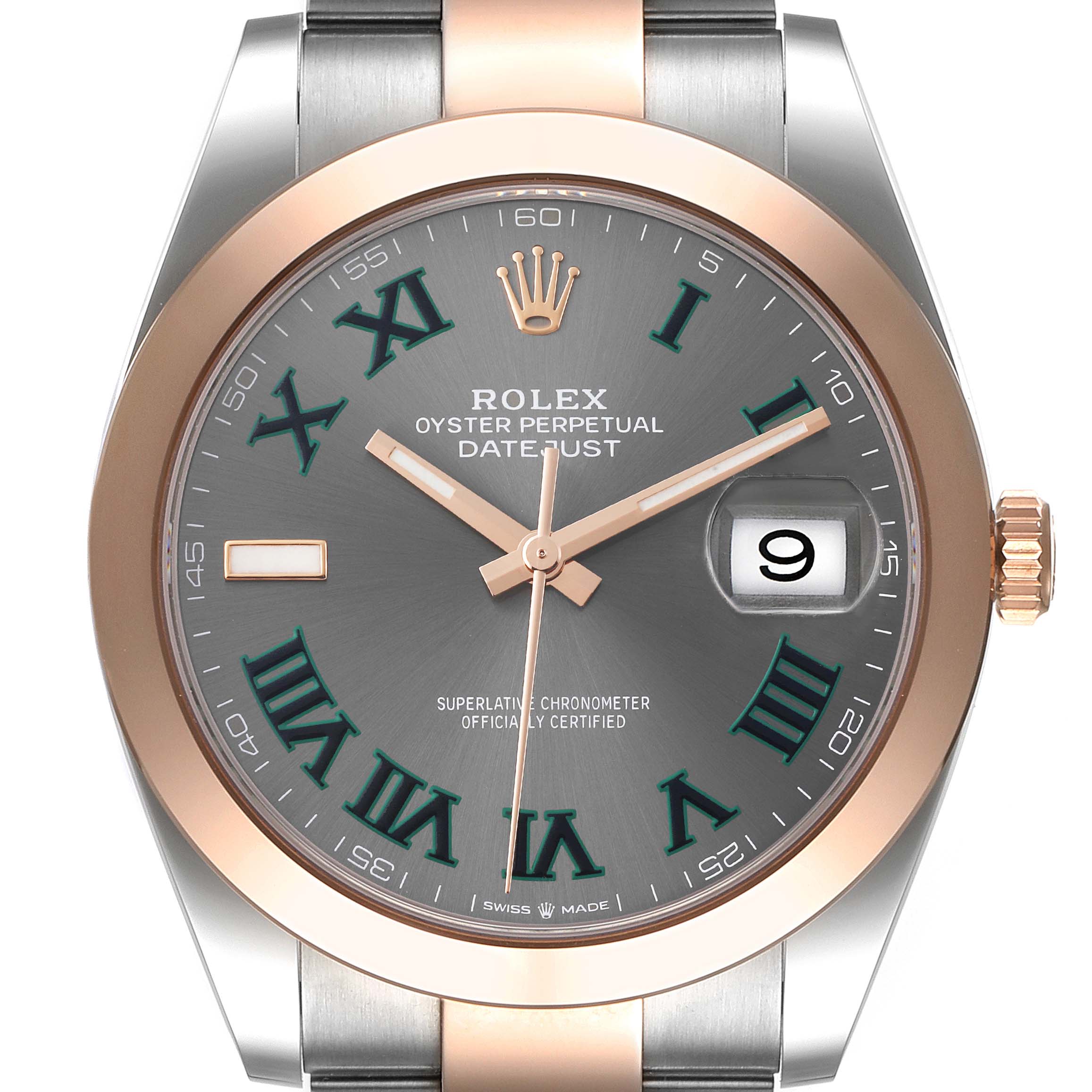 Rolex Datejust 41 Steel Rose Gold Wimbledon Dial Mens Watch 126301