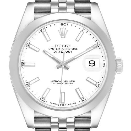 Photo of Rolex Datejust 41 Steel White Dial Mens Watch 126300 Card