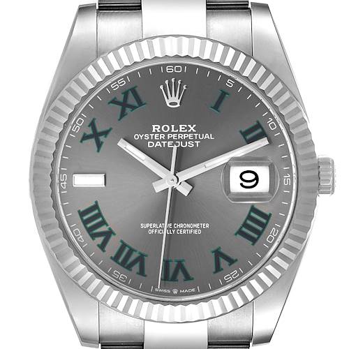 Photo of Rolex Datejust 41 Steel White Gold Wimbledon Dial Mens Watch 126334 Box Card