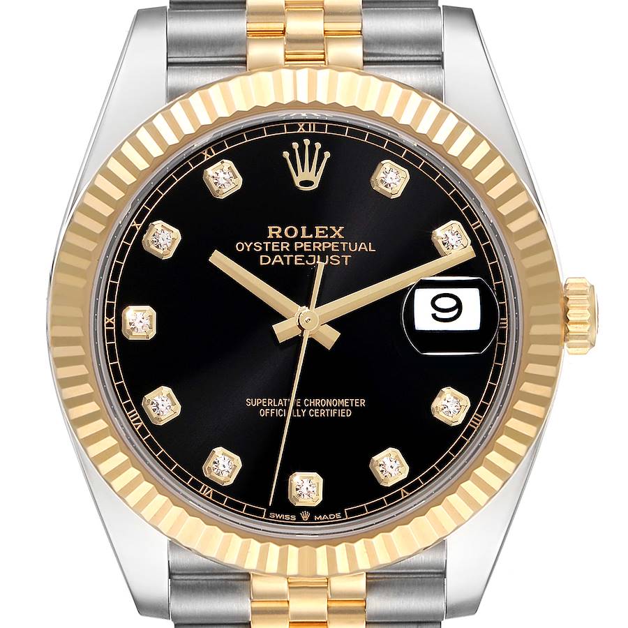 Rolex Datejust 41 Steel Yellow Gold Diamond Dial Mens Watch 126333 Box Card SwissWatchExpo