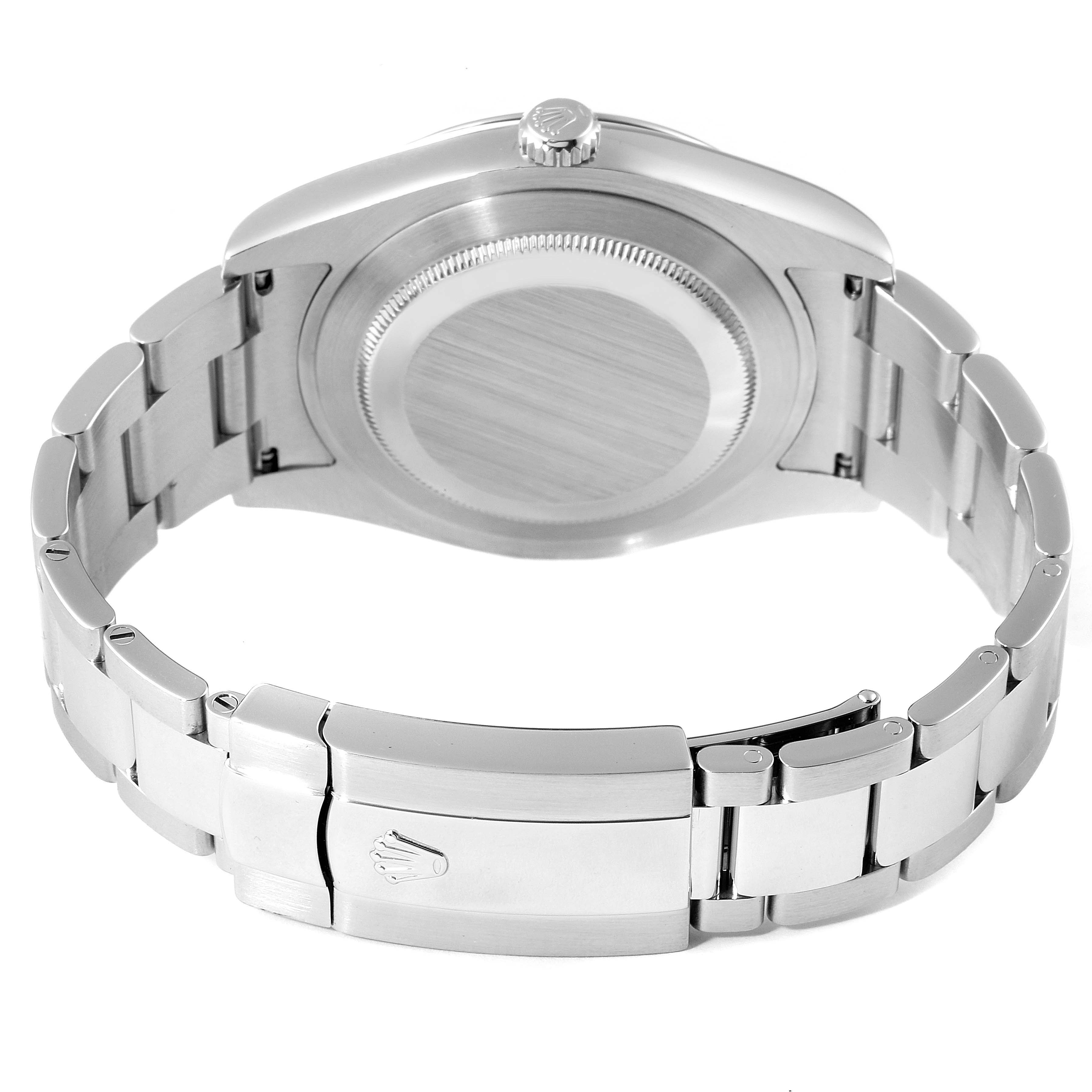 The image shows the back case and bracelet of a Rolex Datejust 41 116300 Men
s Stainless Steel Silver Dial 116300 Men
s Stainless Steel Silver Dial watch from a rear angle.