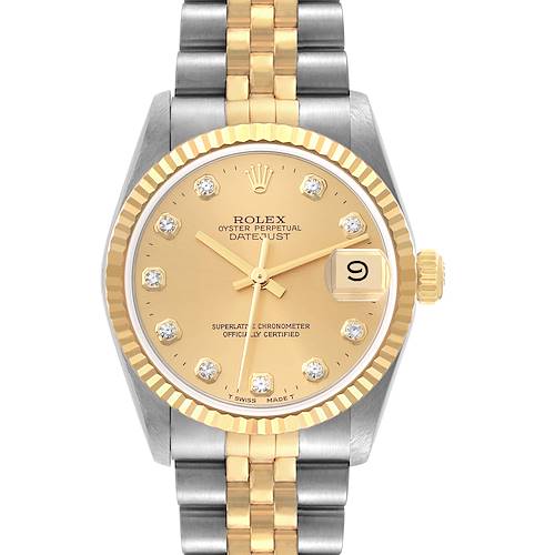 Photo of Rolex Datejust Midsize Steel Yellow Gold Diamond Ladies Watch 68273 Unworn NOS