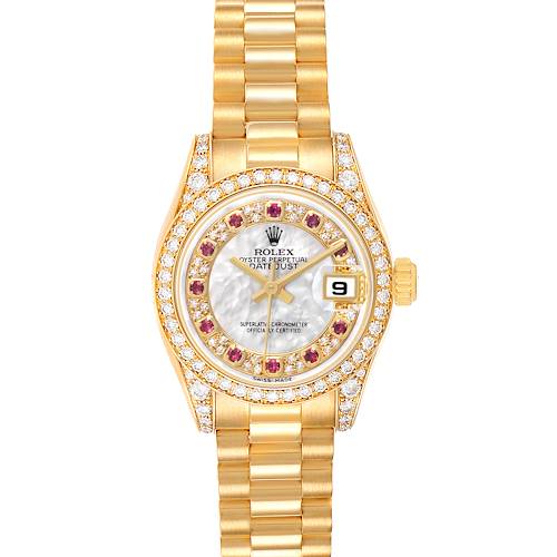 Photo of Rolex Datejust President Yellow Gold Diamond Ruby Ladies Watch 179158