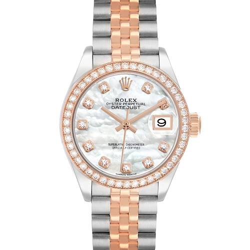 Photo of Rolex Datejust Steel Rose Gold Mother of Pearl Diamond Ladies Watch 279381