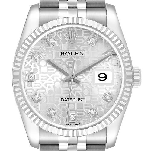 Photo of Rolex Datejust Steel White Gold Silver Diamond Dial Mens Watch 116234