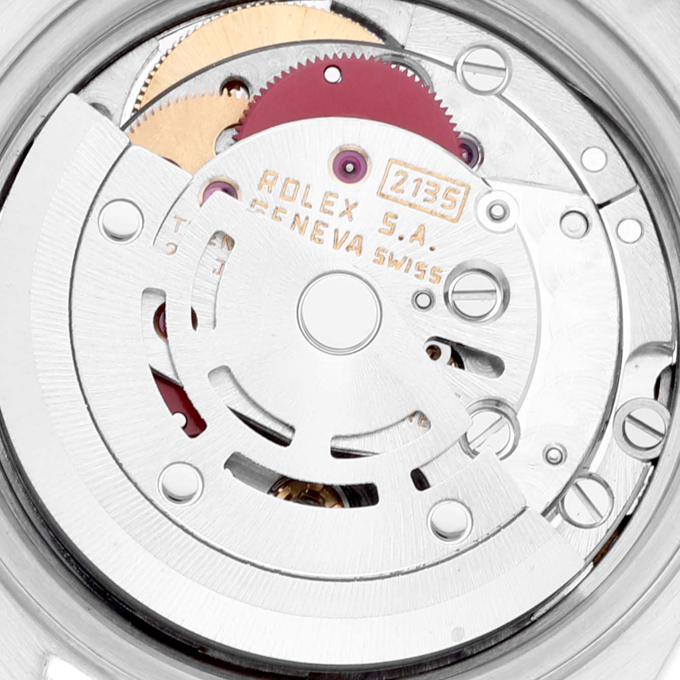 The image shows a close-up of the movement mechanism inside a Rolex Datejust 69173 Women's Steel and Gold (two tone) Champagne Dial 69173 Women's Steel and Gold (two tone) Champagne Dial watch.