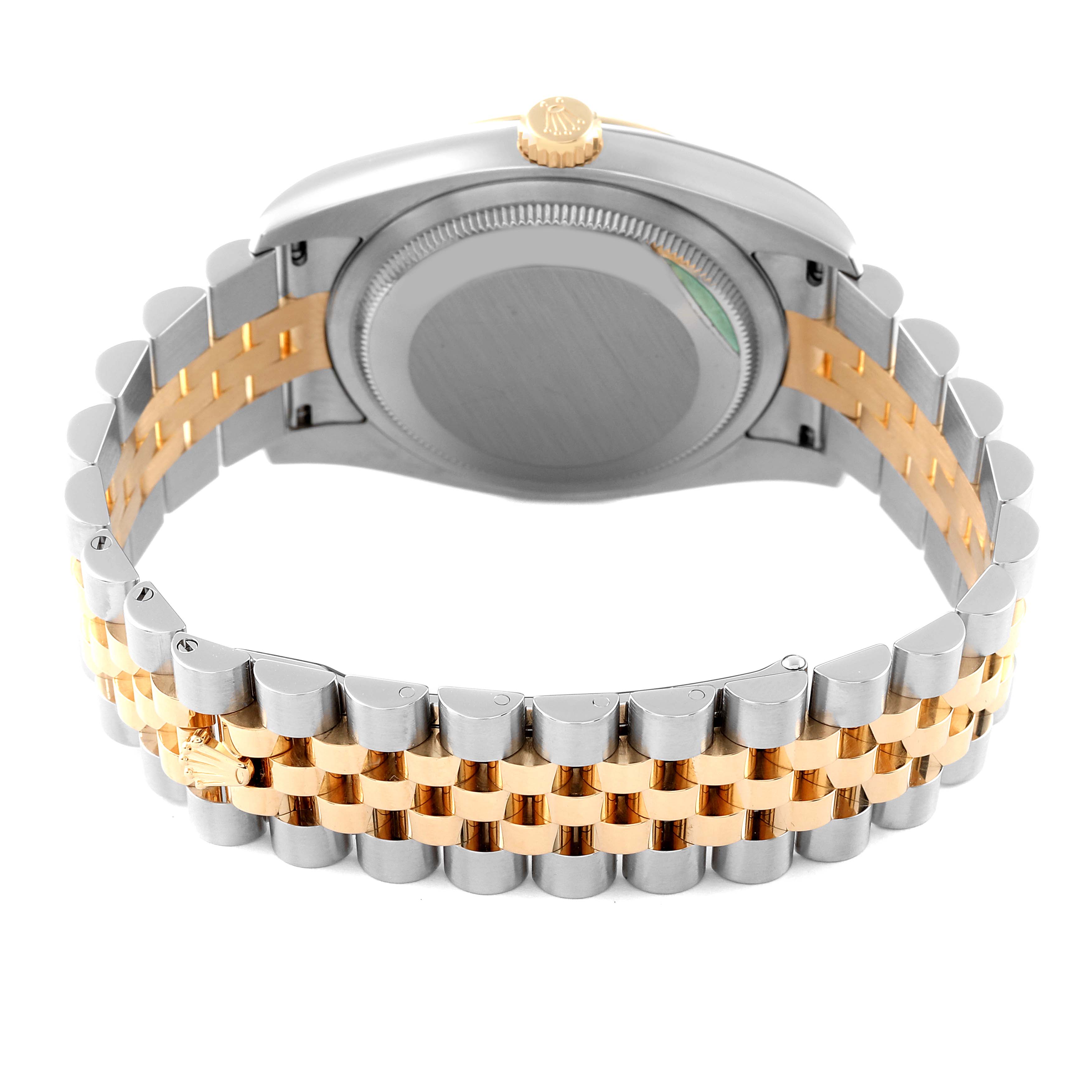 The image shows the back and part of the bracelet of a Rolex Datejust 116233 Men's Steel and Gold (two tone) Silver Dial 116233 Men's Steel and Gold (two tone) Silver Dial watch, highlighting the two-tone metal design.