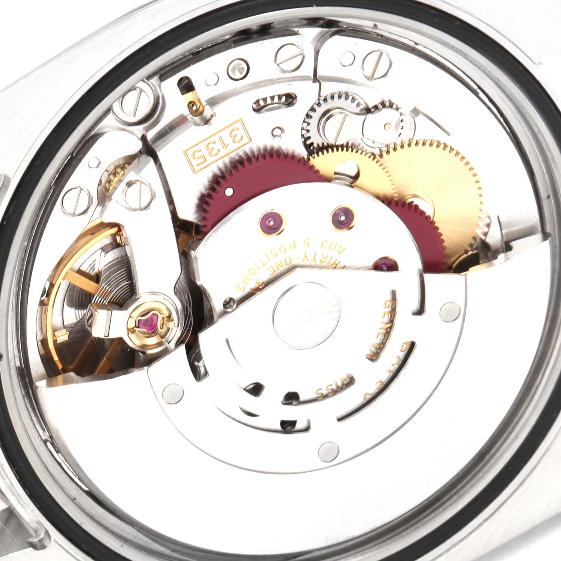 The image shows the internal mechanical movement of the Rolex Turn-o-Graph 116264 Men
s Stainless Steel Blue Dial 116264 Men
s Stainless Steel Blue Dial watch from the back angle.