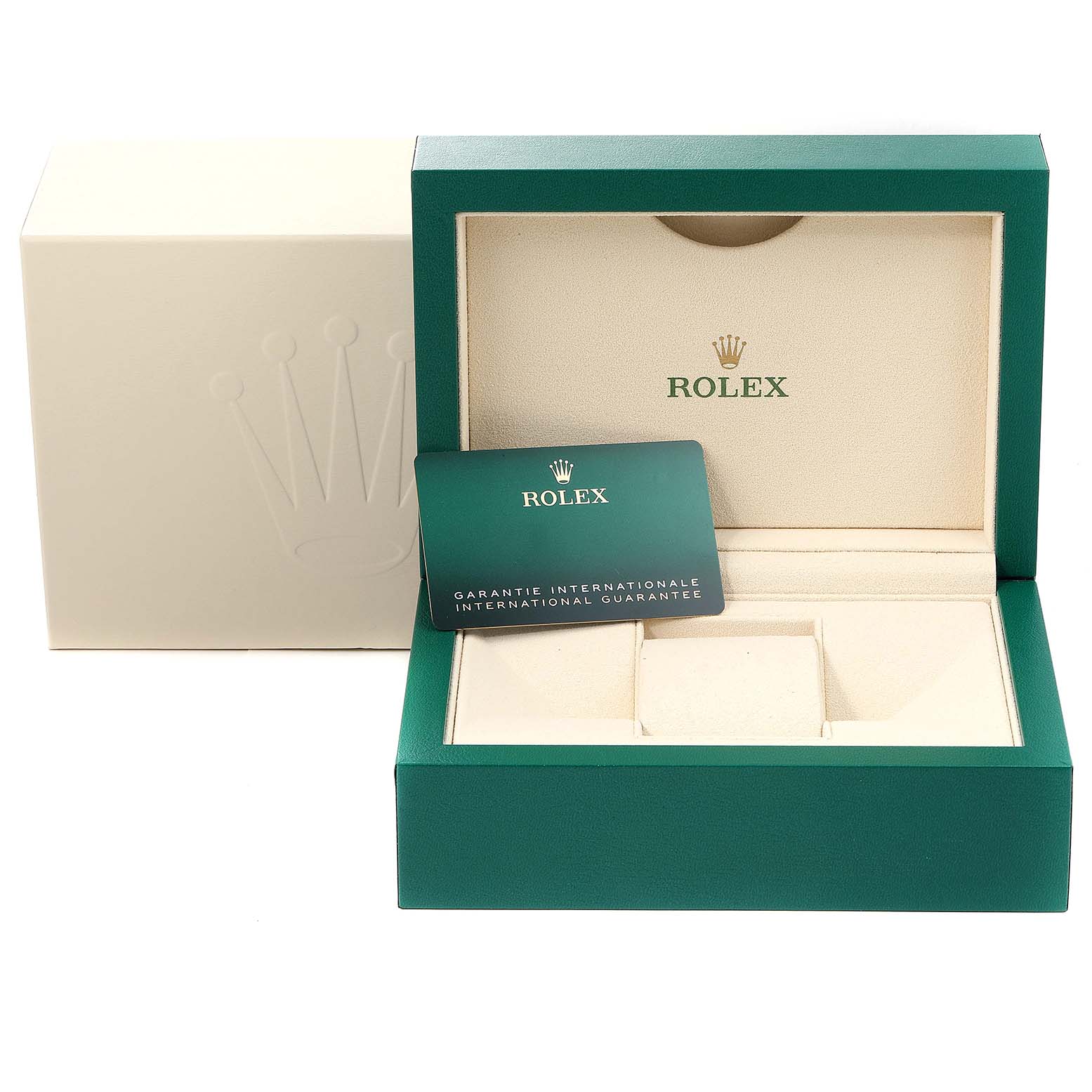 The image shows the packaging and guarantee card for a Rolex Explorer 124270 Men's Stainless Steel Black Dial 124270 Men's Stainless Steel Black Dial watch, including the inner and outer boxes.