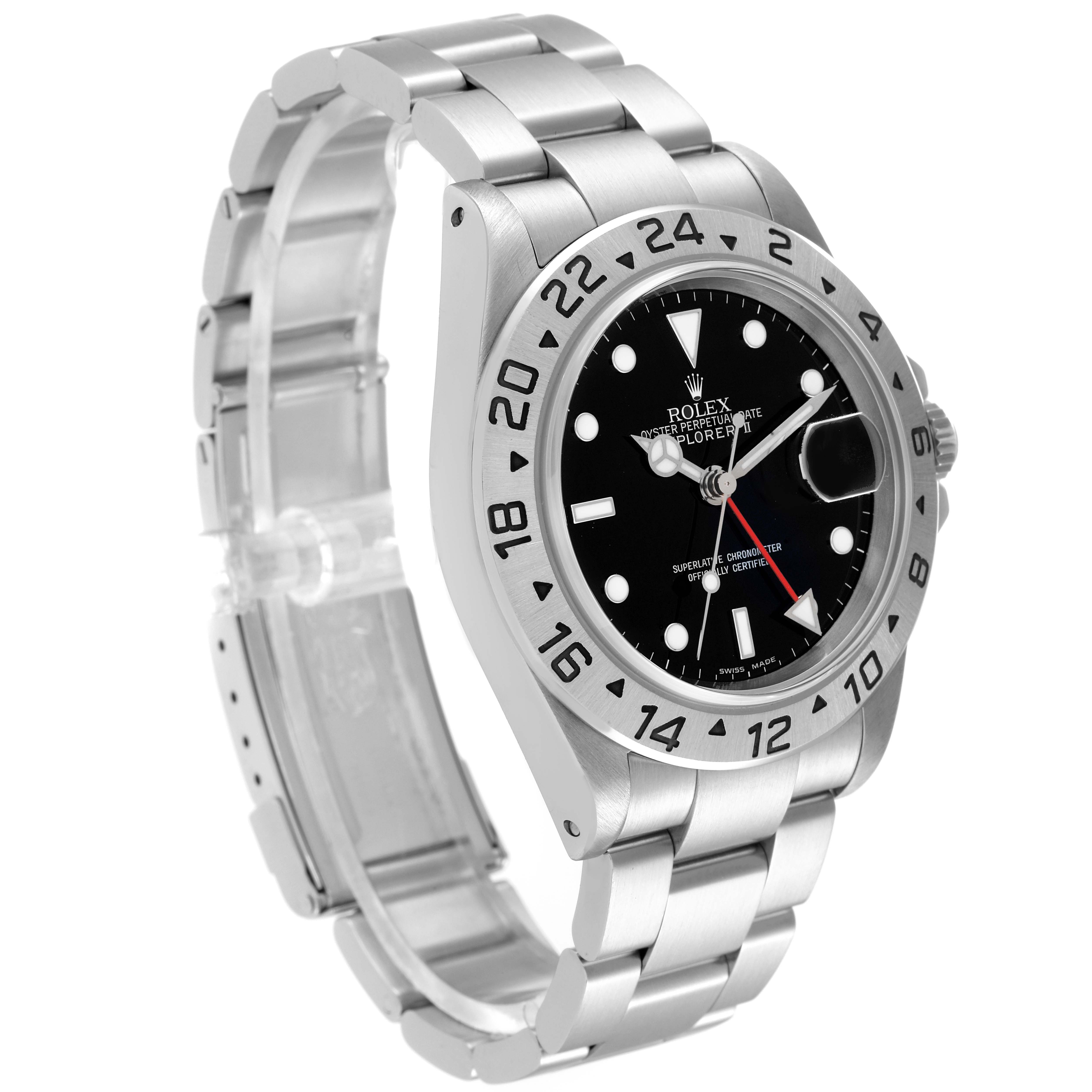 The Rolex Explorer 16570 Men
s Stainless Steel Black Dial 16570 Men
s Stainless Steel Black Dial watch is shown at a slight angle with its face, bracelet, and bezel visible.