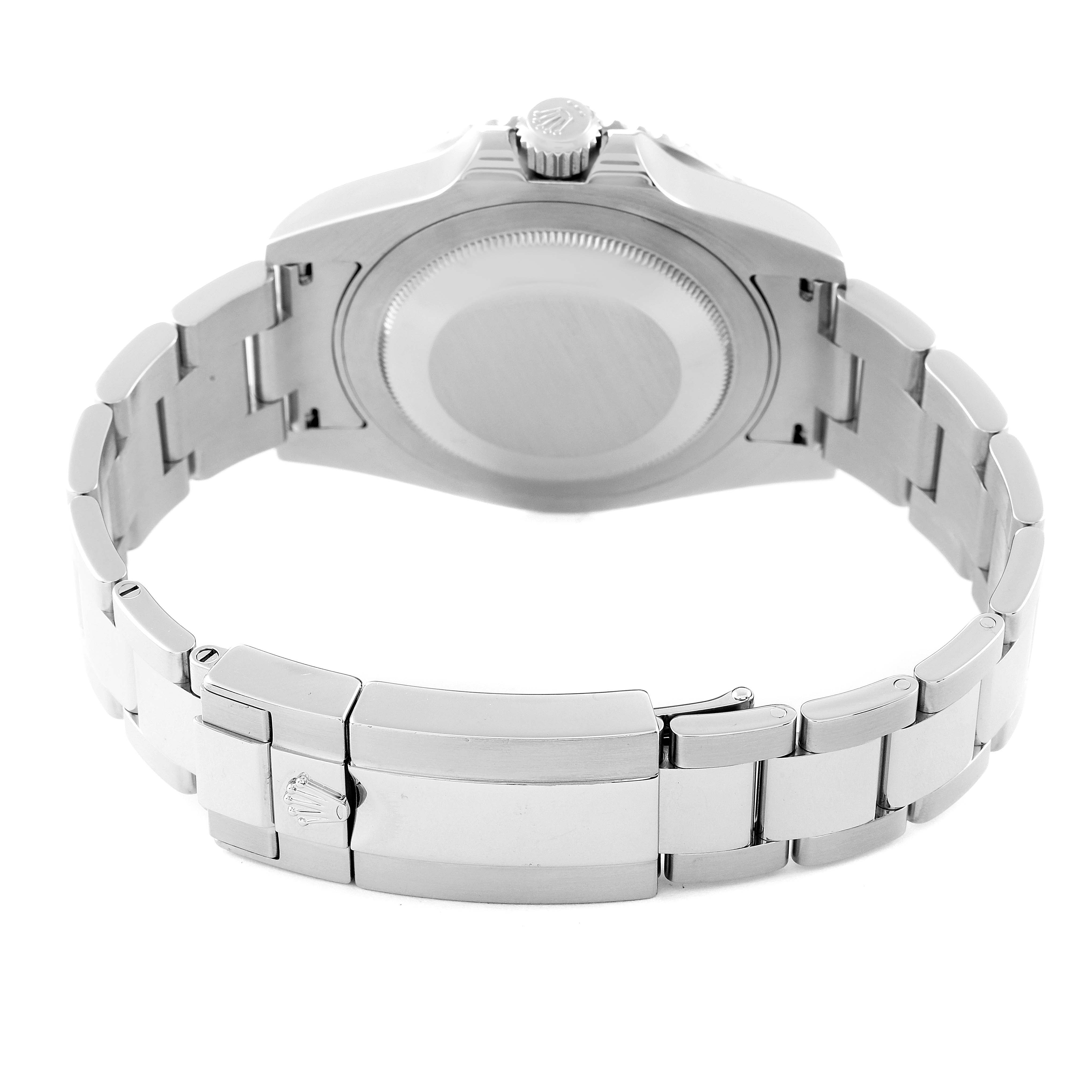 This image shows the back view of the Rolex GMT-Master 116710 Men's Stainless Steel Black Dial 116710 Men's Stainless Steel Black Dial watch, highlighting the case back and the bracelet.