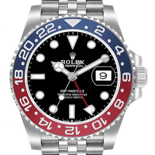 Photo of Rolex GMT Master II Steel Pepsi Blue Red Bezel Mens Watch 126710