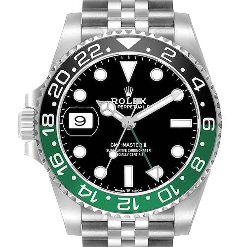 Photo of Rolex GMT Master II Steel Sprite Green Black Bezel Mens Watch 126720 Box Card