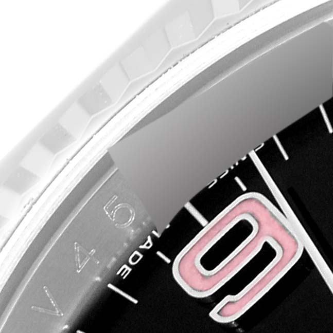 The image shows a close-up view of the dial and bezel of a Rolex Oyster Perpetual 116034 Men
s Stainless Steel Black Dial 116034 Men
s Stainless Steel Black Dial watch.