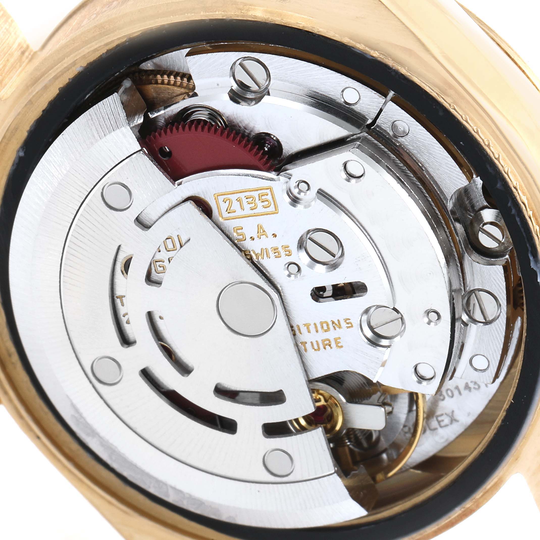 This image shows the internal mechanical movement of the Rolex President 69178 Women's Yellow Gold Silver Dial 69178 Women's Yellow Gold Silver Dial model watch, viewed from the back.