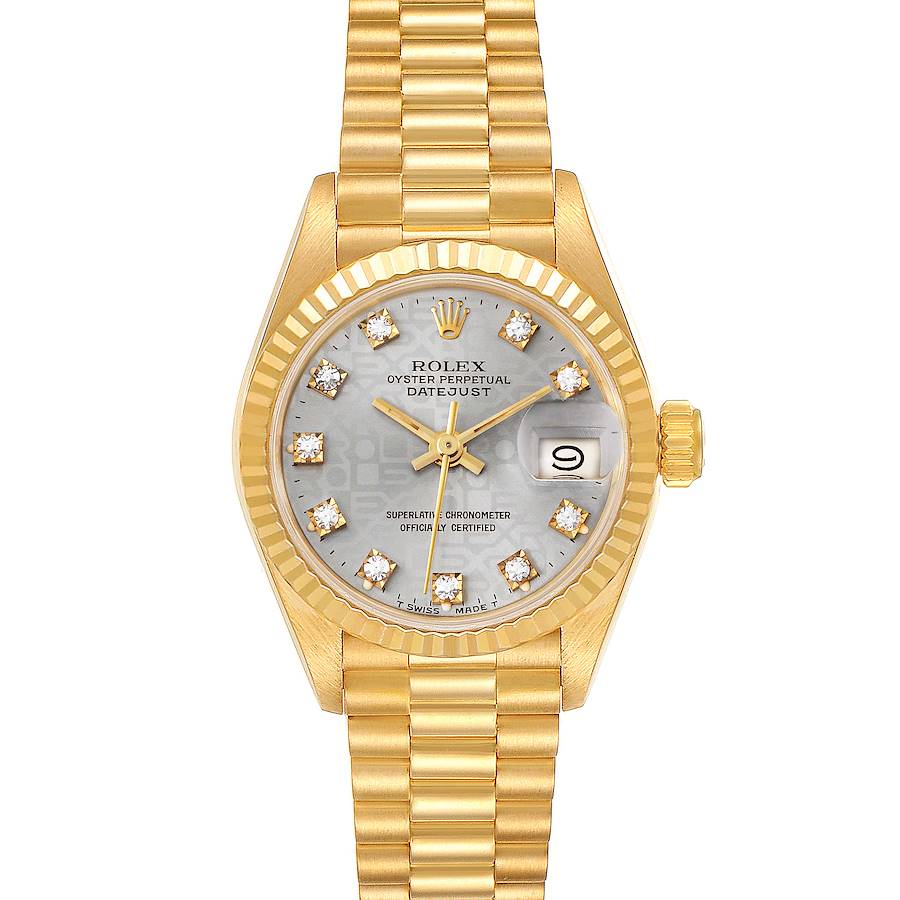 Rolex President Datejust 18K Yellow Gold Diamond Ladies Watch 69178 SwissWatchExpo