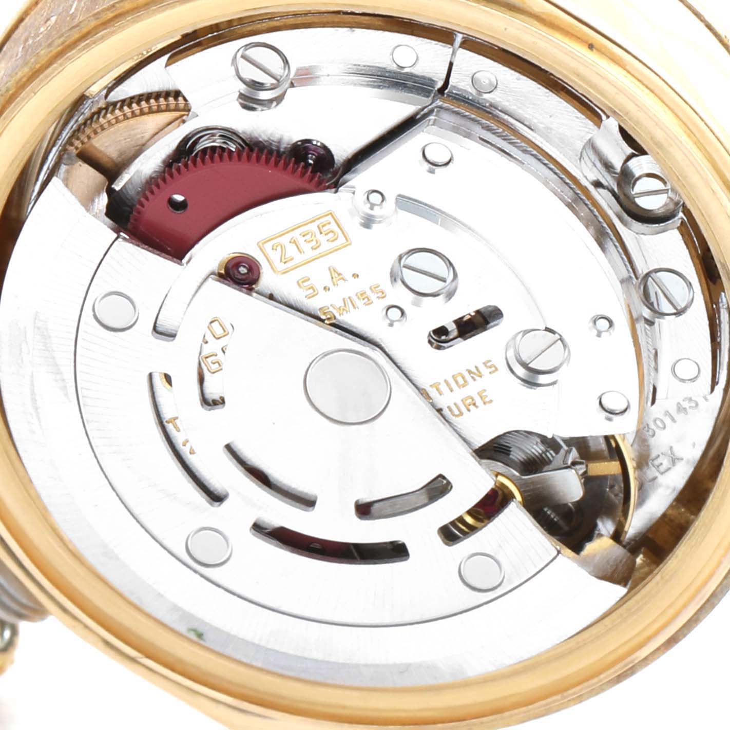 This image shows the internal mechanical movement of a Rolex President 69178 Women's Yellow Gold Champagne Dial 69178 Women's Yellow Gold Champagne Dial model watch.