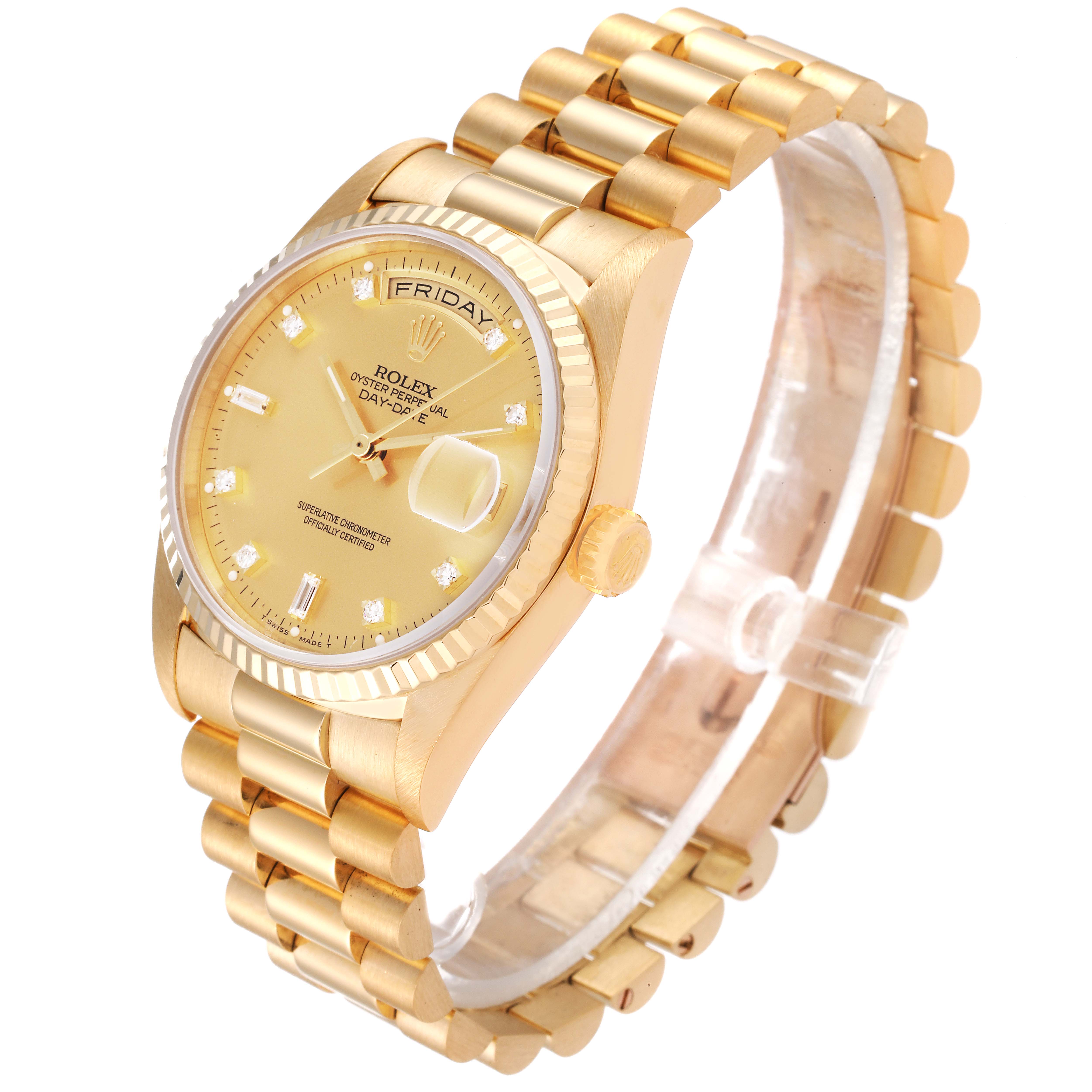 Rolex President Day-Date 36mm Yellow Gold Diamond Mens Watch 18238 ...