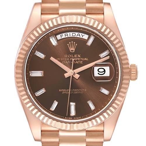 Photo of NOT FOR SALE Rolex President Day-Date 40 Rose Gold Chocolate Diamond Watch 228235 Box Card PARTIAL PAYMENT