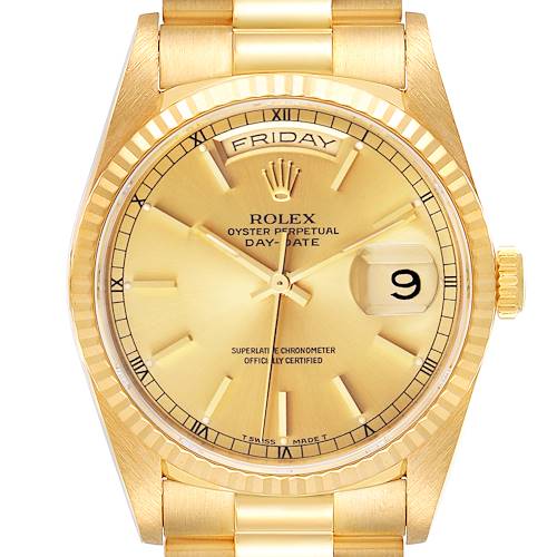 Photo of Rolex President Day-Date Yellow Gold Champagne Dial Mens Watch 18238
