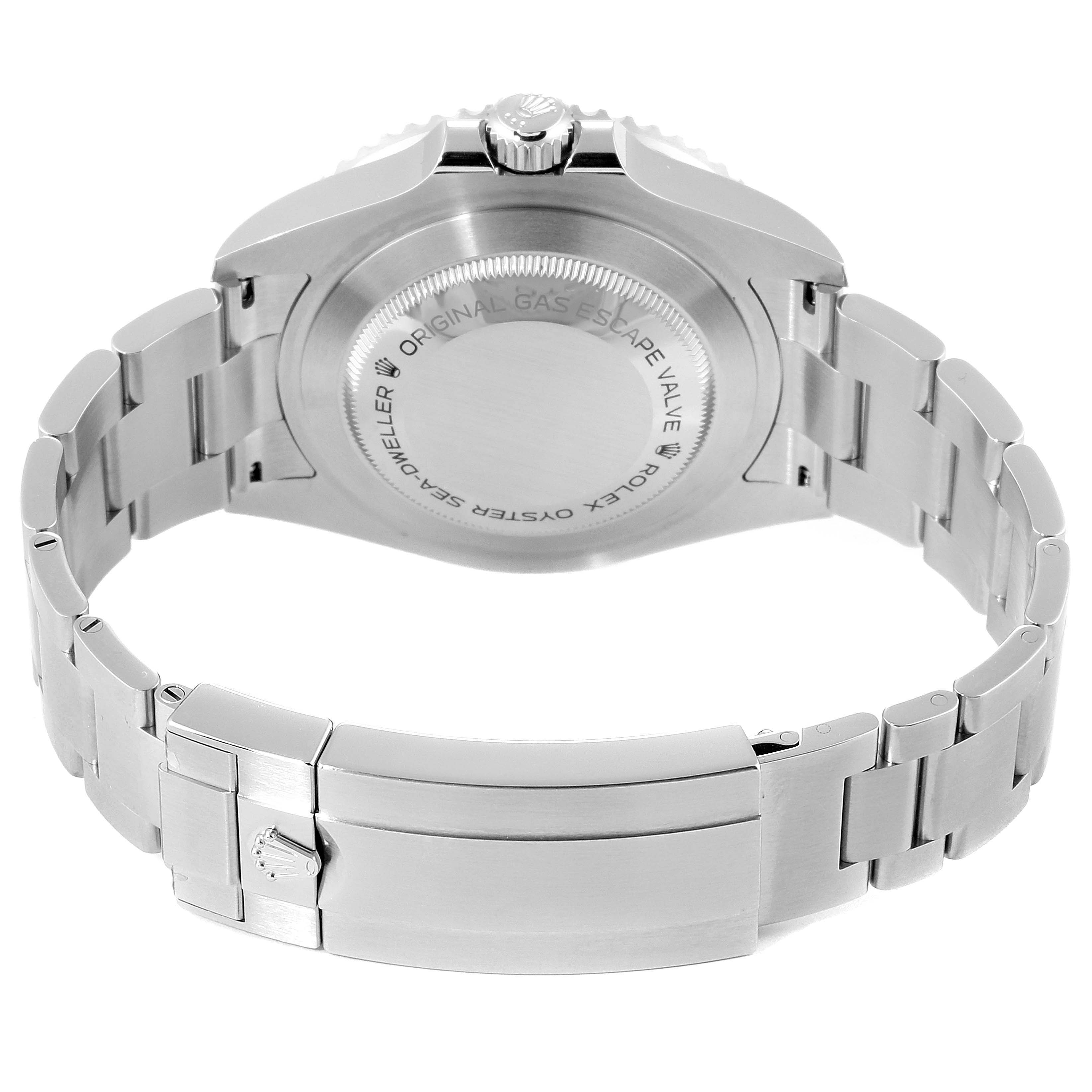 This image shows the back case and bracelet of a Rolex Sea-Dweller 126600 Men's Stainless Steel Black Dial 126600 Men's Stainless Steel Black Dial watch from a rear angle.