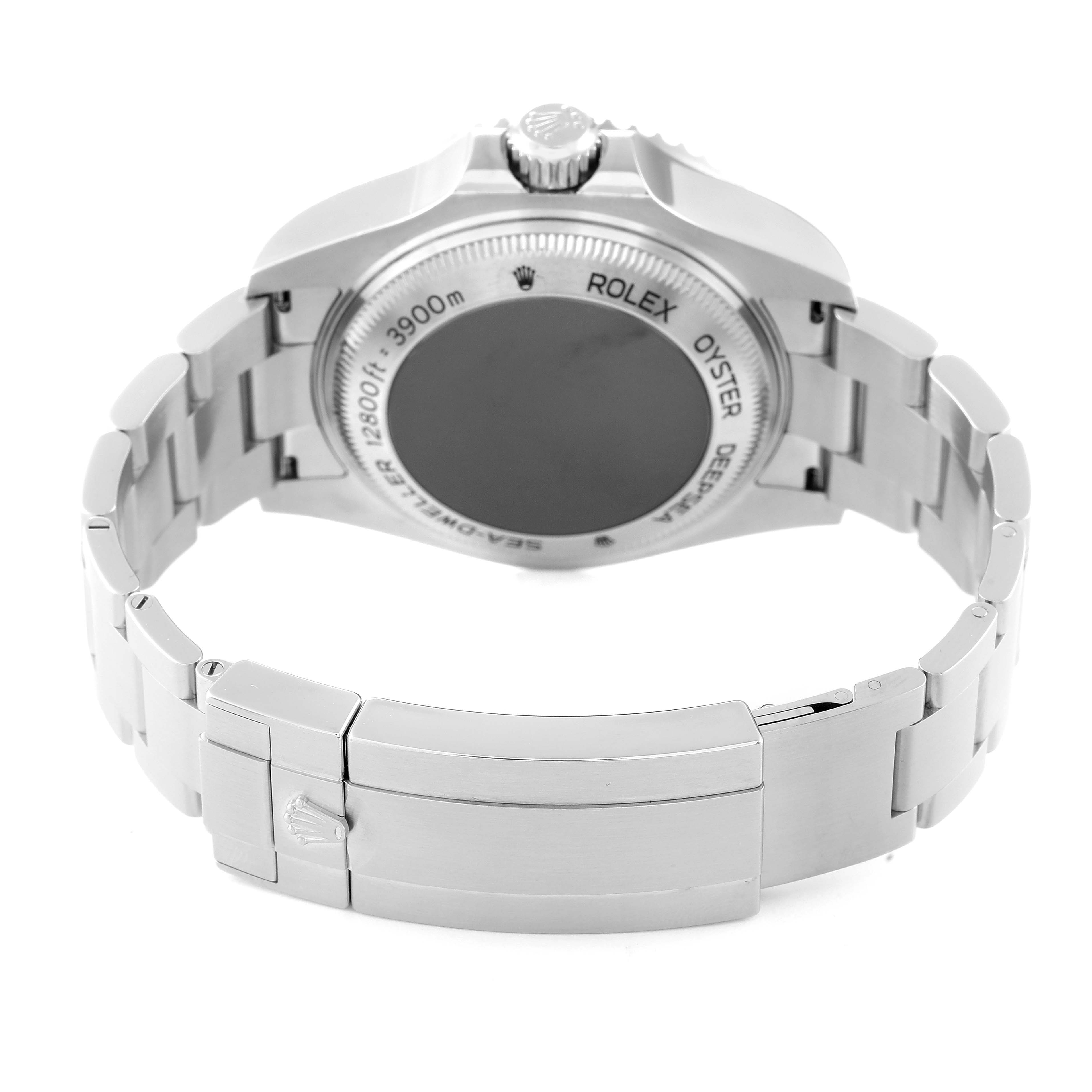 This image shows the back and bracelet of a Rolex Sea-Dweller 126660 Men
s Stainless Steel Blue Dial 126660 Men
s Stainless Steel Blue Dial watch, highlighting the case back and clasp.