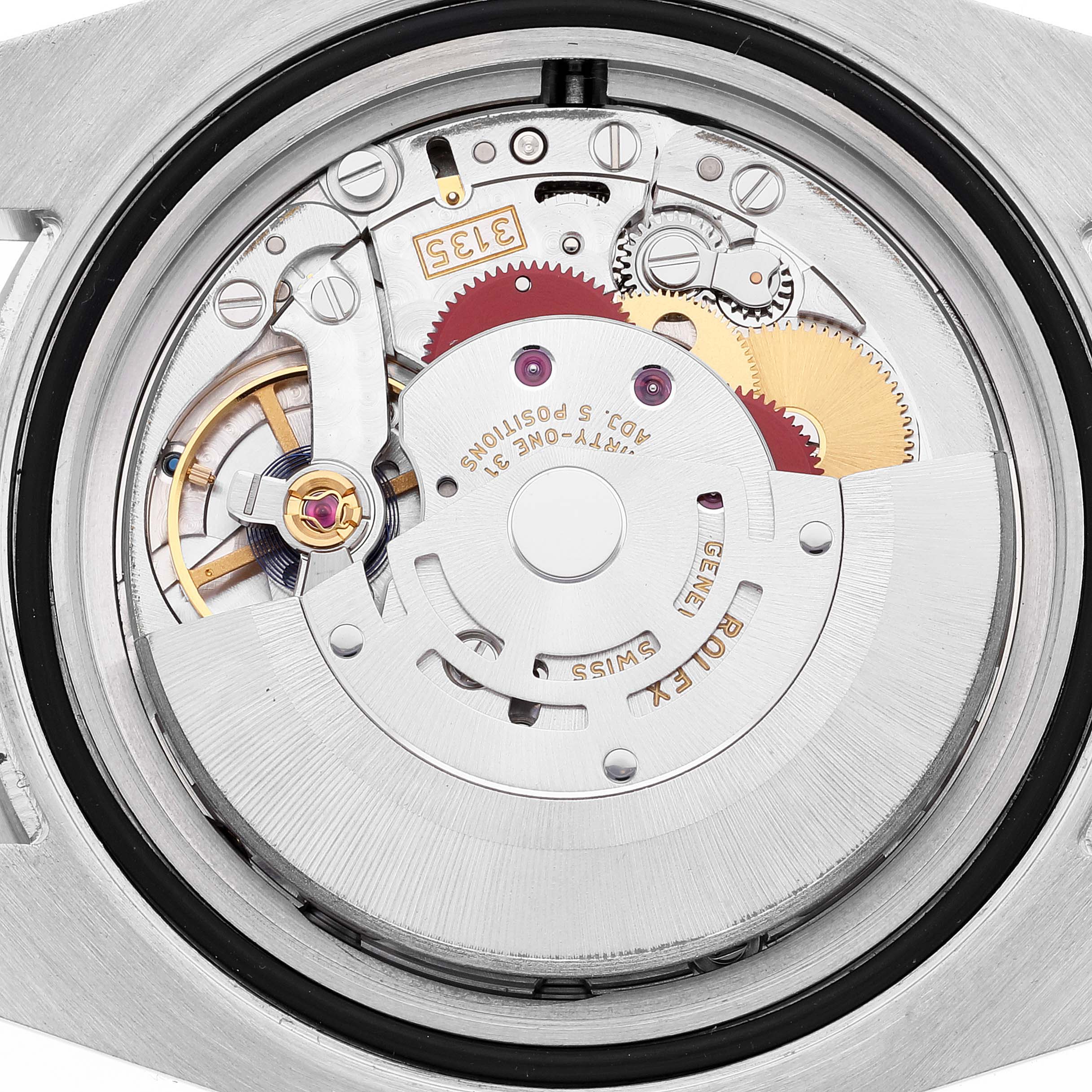 This image shows the movement and internal mechanism of the Rolex Submariner 116610 Men
s Stainless Steel Black Dial 116610 Men
s Stainless Steel Black Dial watch from a top-down angle.