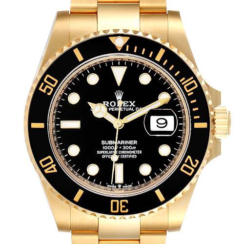 Photo of Rolex Submariner 18k Yellow Gold Black Dial Bezel Mens Watch 126618