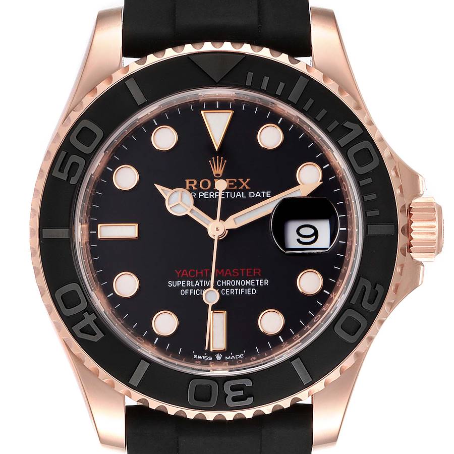 Rolex Yachtmaster 40mm Everose Gold Rubber Strap Mens Watch 126655 SwissWatchExpo