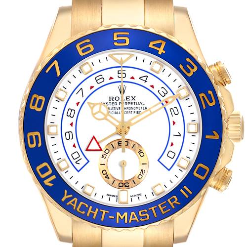 Photo of Rolex Yachtmaster II Yellow Gold White Dial Mens Watch 116688 Box Card